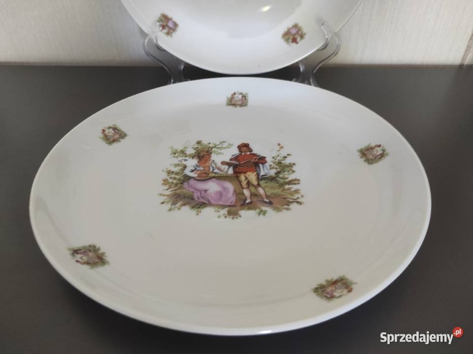 Talerzpatera stara porcelana scenki rodzajowe Warpechy Stare