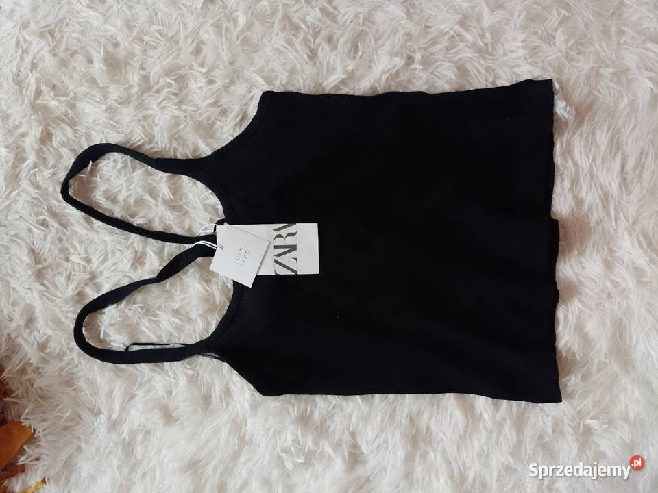 38M ZARA Czarna Bluzka bokserka top z Madrytu