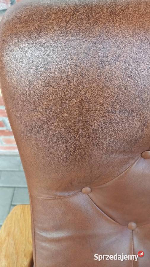 Fotel wypoczynkowy Dębowy skórzany brązowy sprzedam