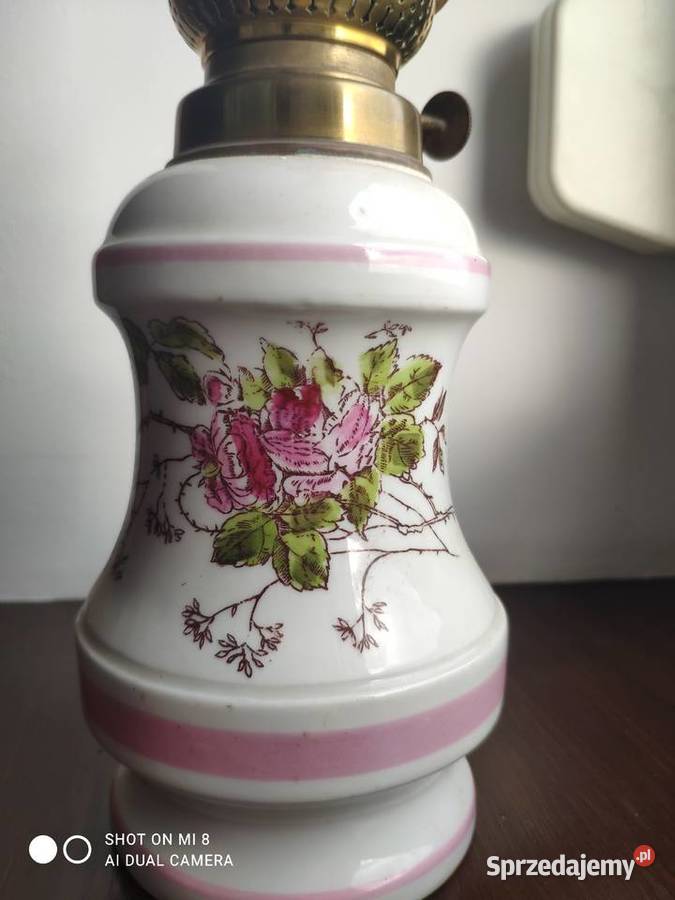 Stara francuska porcelanowa lampa naftowa 35 Kraków sprzedam