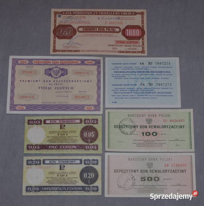Zestaw bonów z PRL Płock sprzedam