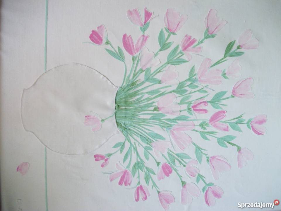 OBRAZ KOLAŻ KWIATY Z MATERIAŁU NA PŁÓTNIE Przemyśl