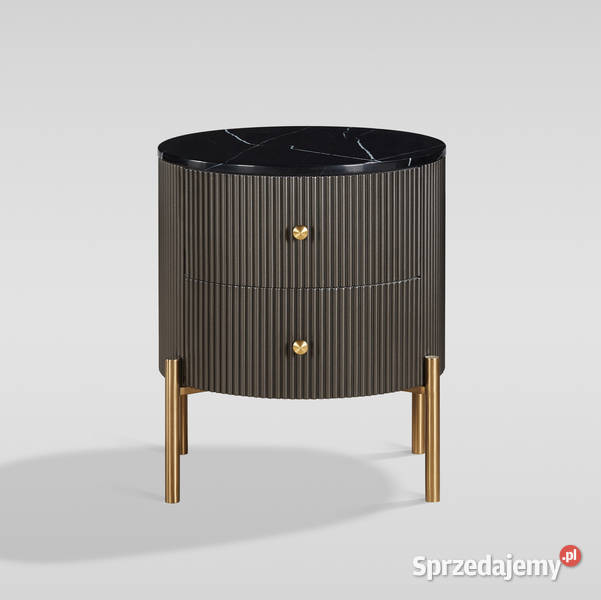 Stolik nocny glamour Omega z czarnym marmurem 60