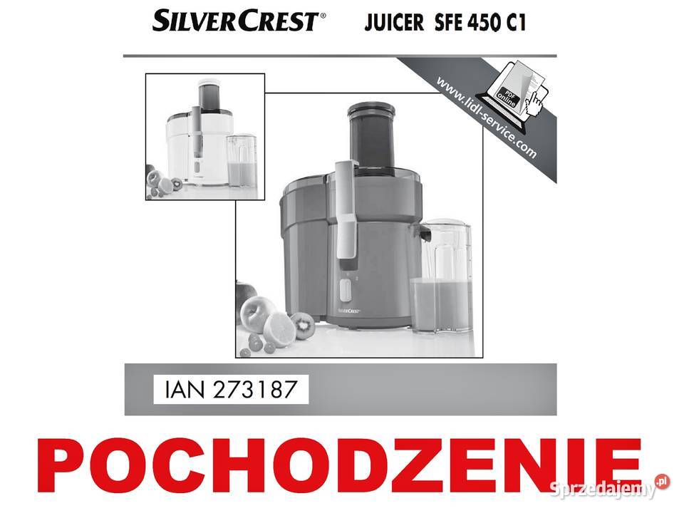 Część napędowa sokowirówki SilverCrest SFE 450 kujawsko-pomorskie Bydgoszcz