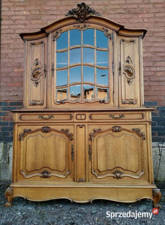 Dębowy kredens rocaille witryna antyk transport