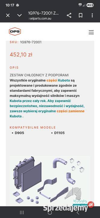 Zestaw chłodniczy chłodnica Kubota minikoparka Namysłów