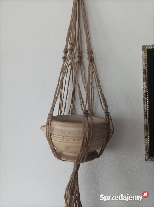 Komplet 3 kwietników juta makrama Dekoracje i ozdoby Częstochowa