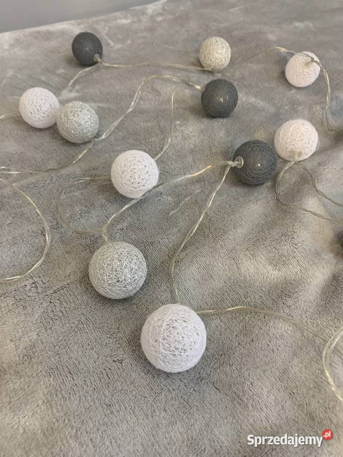 Cotton balls kule świecące srebrne szare białe Jasło