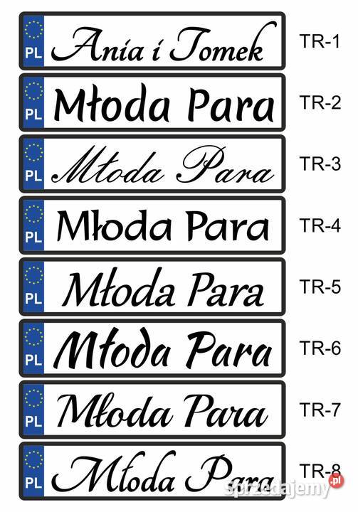 Tablica rejestracyjna Młoda Para nowożeńcy podlaskie