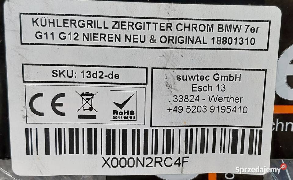 GRILL NERKA ATRAPA KOMPLET LEWA PRAWA BMW 7 G11 dolnośląskie Mielęcin