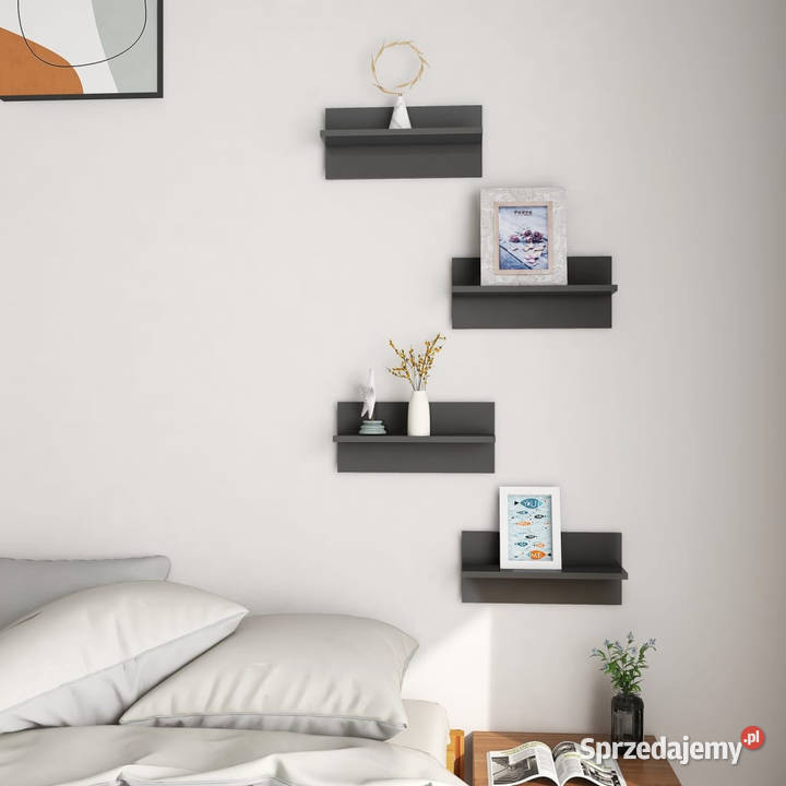 Półki ścienne 4 szare wysoki połysk 40 x 115 x Warszawa
