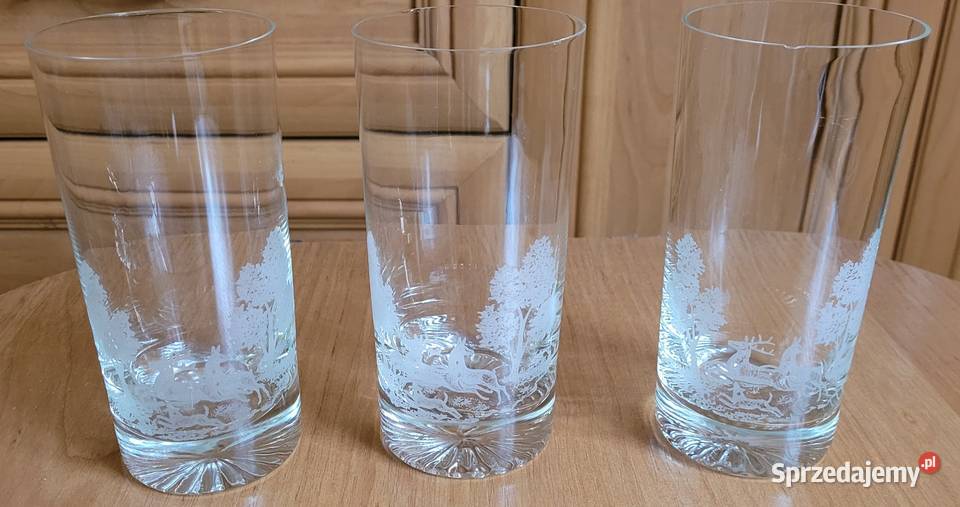 Szklanki do whisky prl motyw myśliwski plus