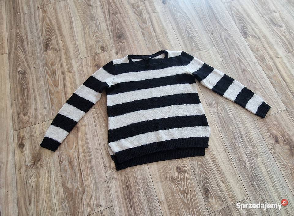 swetr HM basic r 40 L paski biało czarne acryl Kraków
