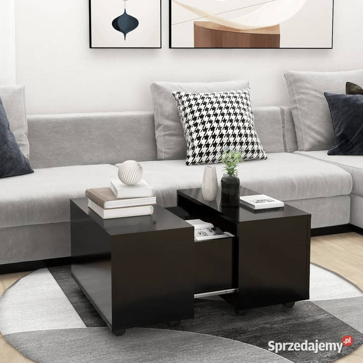 Stolik kawowy czarny 60x60x38 materiał Warszawa