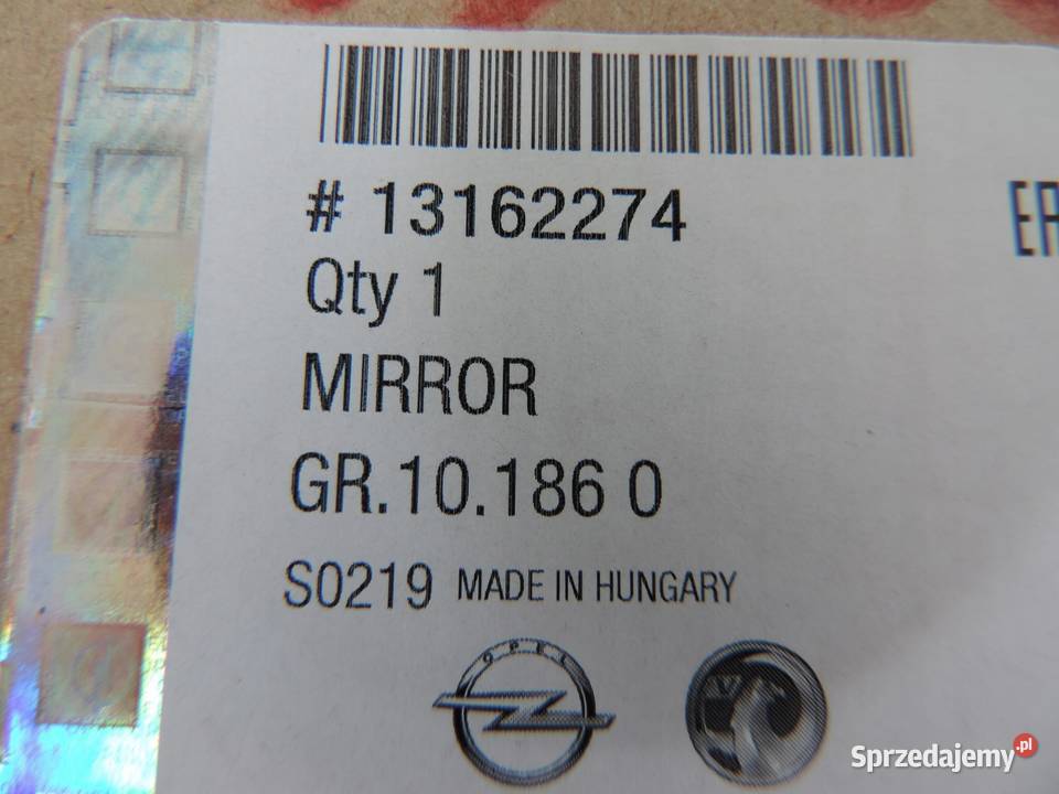 Wkład lewego lusterka Opel Zafira B NOWY kujawsko-pomorskie