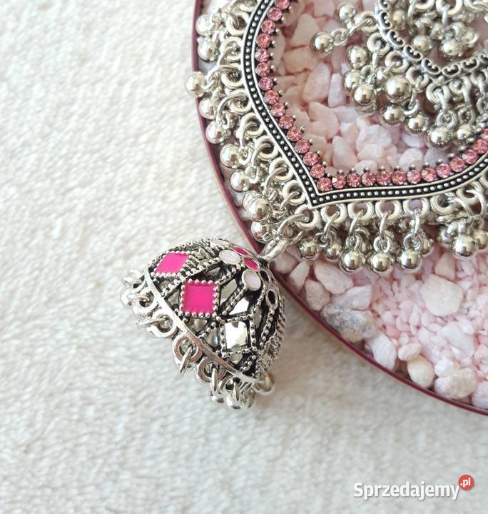 Duże długie kolczyki srebrny kolor różowe Kolczyki zachodniopomorskie Szczecin