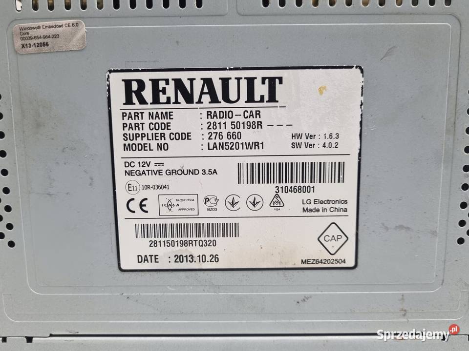 Renault Captur I WYŚWIETLACZ RADIA EKRAN osobowe Nawigacje fabryczne lubelskie Chełm