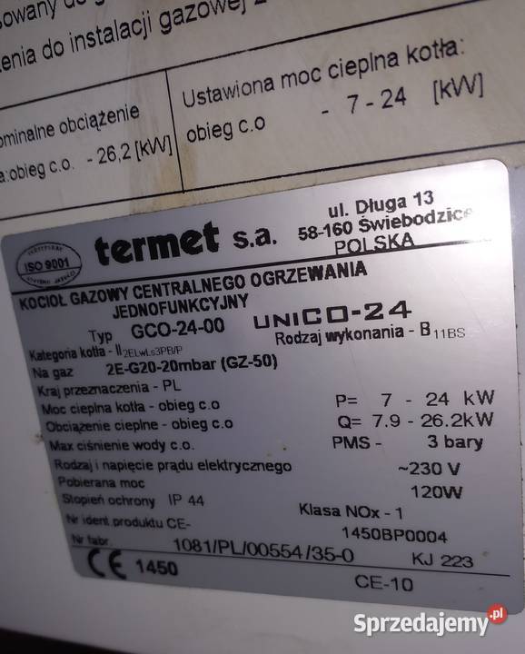 Kocioł gazowy Termet Unico 24 sprzedam