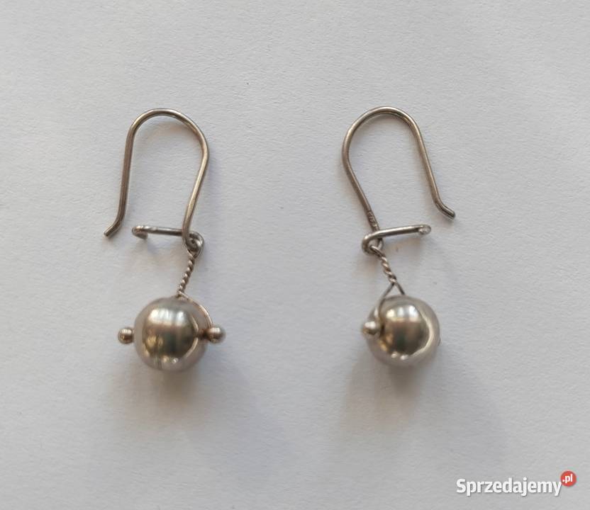 Stareńkie piękne kolczyki kulki srebro 925 małopolskie Myślenice