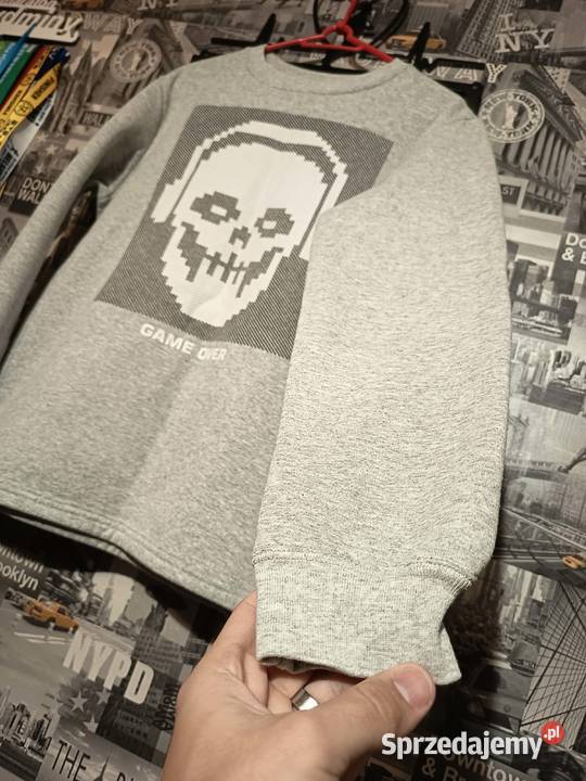 Szara Bluza Ocieplana Długi Rękaw Longsleeve