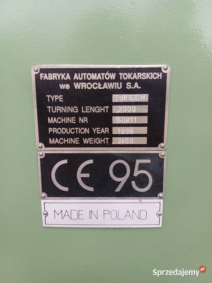TOKARKA UNIWERSALNA TUR630M x 2000 Nowa Wiązów