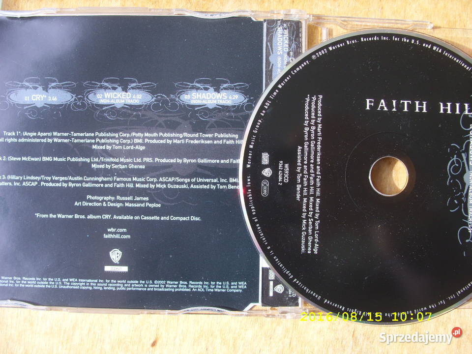 Rock CD singiel FAITH HILL CRY 2002 Płyty i kasety