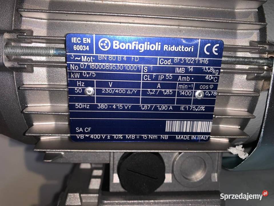 Silnik Bonfiglioli BN 80 B4 FD 075kW 1400Rpm Pozostałe Warszawa