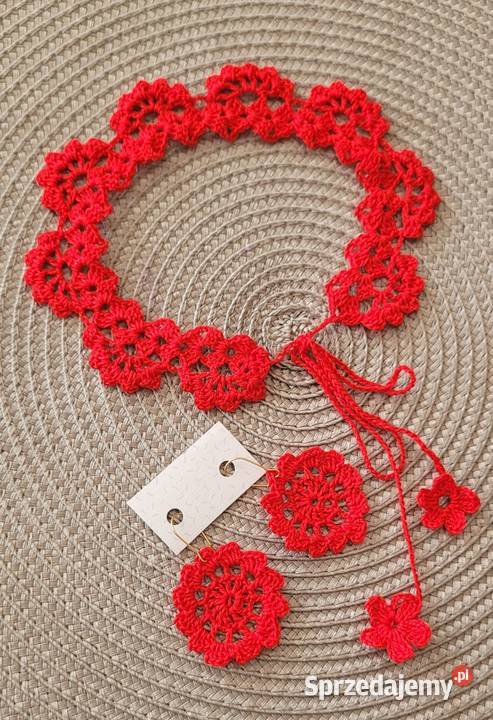 Zestaw choker kolczyki szydełkowe handmade Pleszew