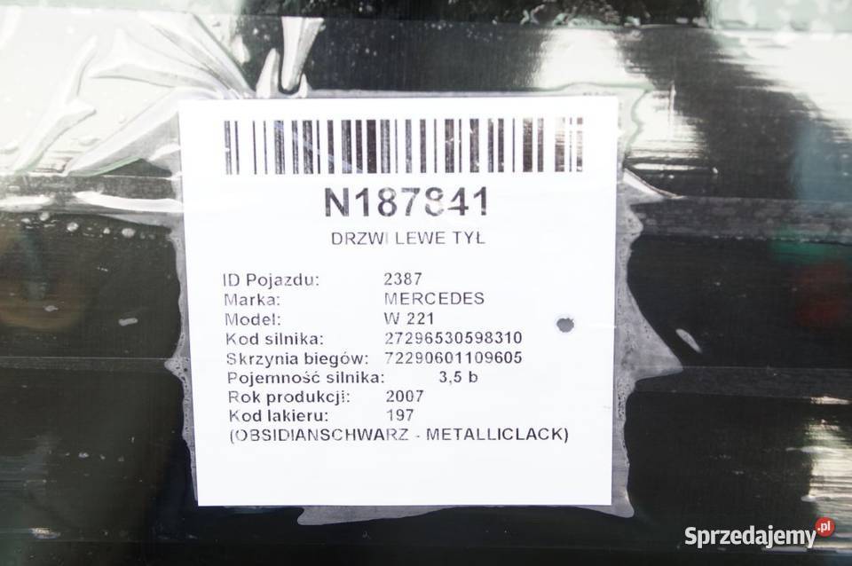 DRZWI LEWE TYŁ MERCEDES W 221 197 NIE LONG Lipno sprzedam