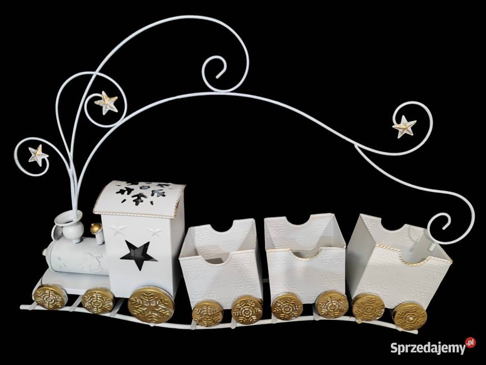 ŚWIATECZNY POCIĄG METALOWY BIAŁY Ropczyce