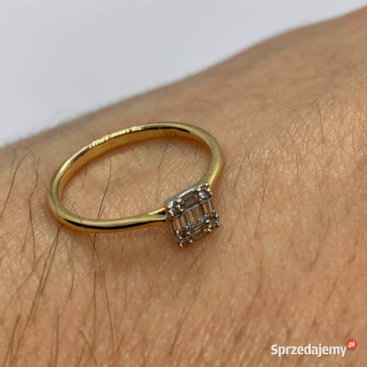 Złoty PIERŚCIONEK damski 14K cudowne DIAMENTY Warszawa