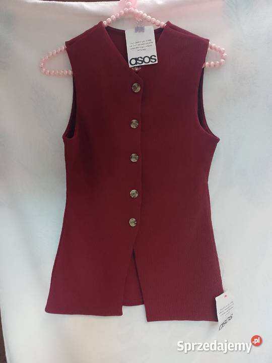 3638 ASOS Design Bordowa kamizelka ołówkowa z