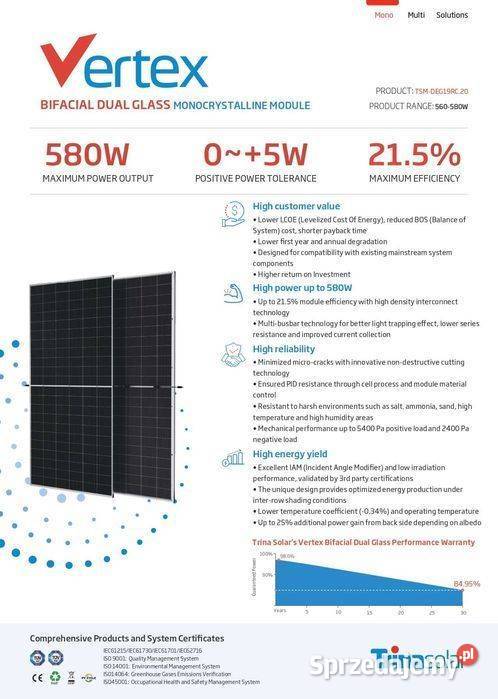 Panel fotowoltaiczny Trina Solar 565W Bifacial
