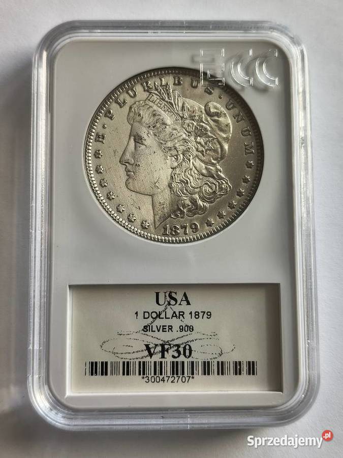 USA 1 dolar 1879 srebro Ag 900 grading