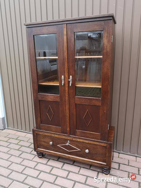 Witryna Biblioteka Serwantka Dębowa Stara Antyk Swarzędz sprzedam