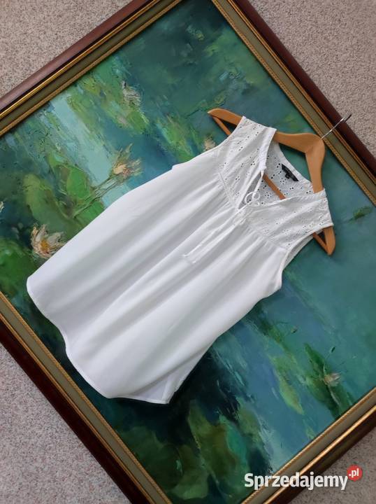 biała wyszywana bluzka bez rękawów letnia na sprzedam