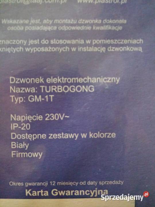 Gonk elektromechaniczny TURBO GM1T włącznik Olkusz
