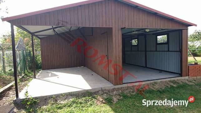 Garaż Blaszany z ZADASZENIEM BOCZNYM WIATA Piaseczno
