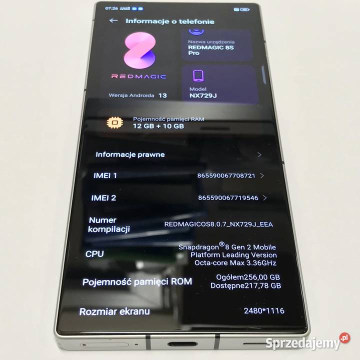 NUBIA RedMagic 8S Pro 12256GB Smartfon GAMINGOWY Pozostałe