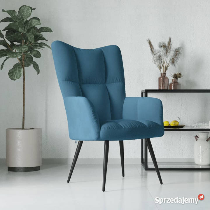Fotel niebieski obity aksamitem WM328083 Warszawa