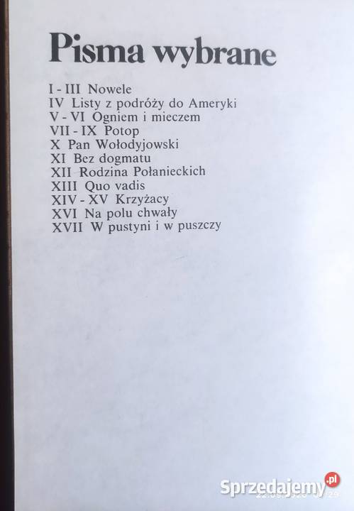 Henryk Sienkiewicz Pisma Wybrane komplet 17 tom Rok wydania 1987 Sopot sprzedam
