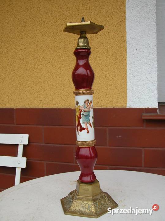 stary świecznik mosiądz i porcelana śliczny Gorzów Wielkopolski
