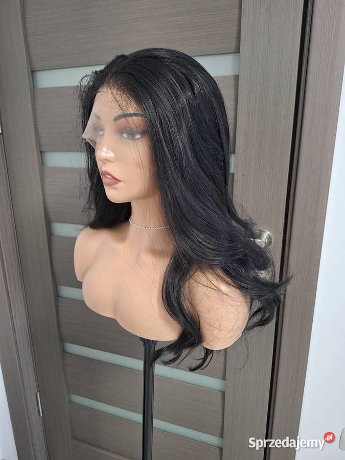 Czarna falowana długa peruka koronkowa Dla kobiet Galanteria i dodatki pomorskie sprzedam