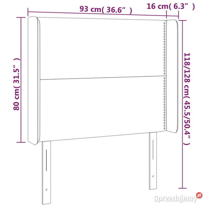 Zagłówek do łóżka z LED jasnoszary 93x16x118128 Warszawa