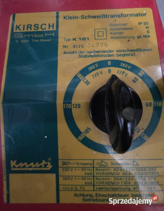 Spawarka Transformatorowa Knurz K 181 Nowe Miasto Lubawskie sprzedam