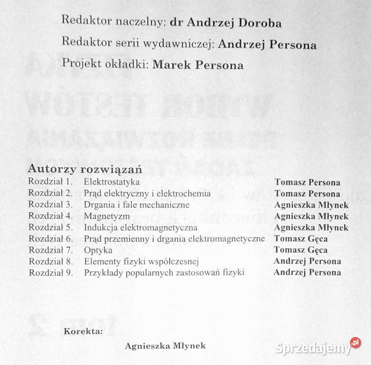Fizyka Wybór testów Tom 2 Andrzej Persona Chełm sprzedam