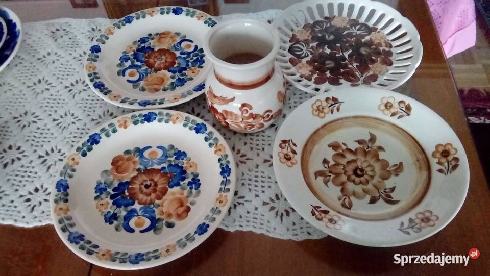 Talerze ceramiczne ozdobne sygnowane Warszawa