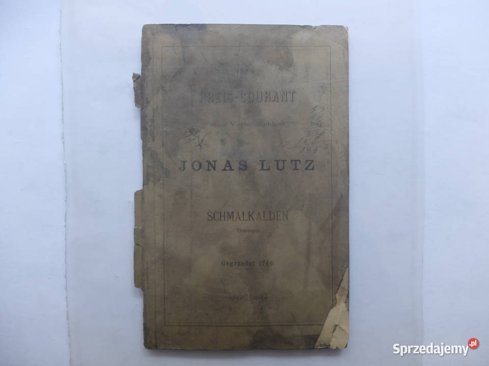 Stara reklama cennik Jonas Lutz Schmalkalden Kościan sprzedam