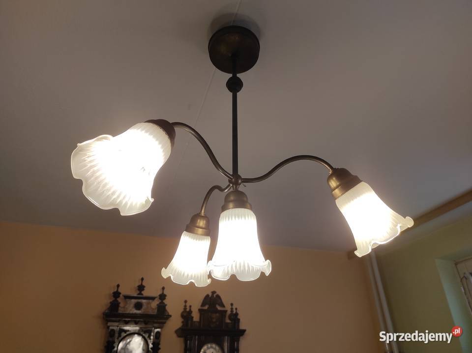 Żyrandol mosiężny 4 piunktowy lampka stołowa mazowieckie Warszawa