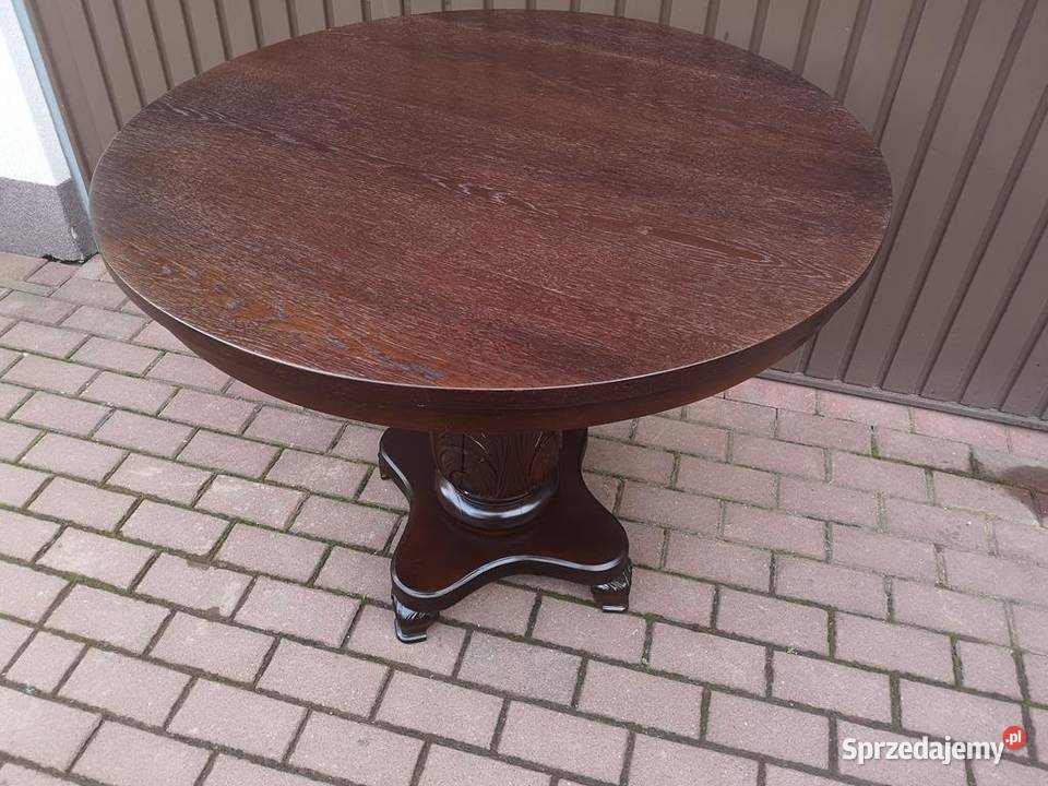 Stół Okrągły 95 Dębowy Stary Antyk Renowacji Swarzędz
